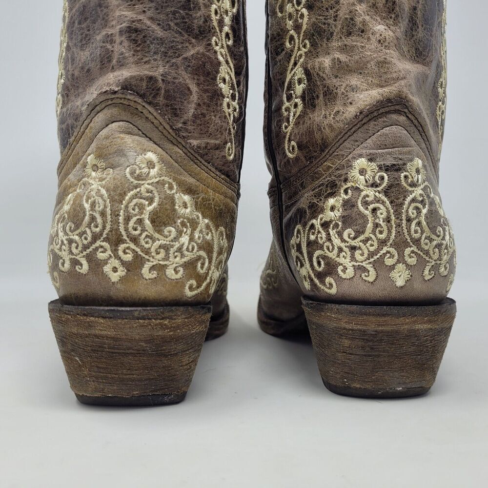 Corral Boots Womens 5.5 Bone Leather Floral Embroidered Western Cowboy A2773 - Picture 6 of 11